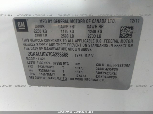 Photo 8 VIN: 2GKALUEK7C6233368 - GMC TERRAIN 