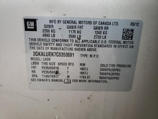 Photo 9 VIN: 2GKALUEK7C6350691 - GMC TERRAIN SL 