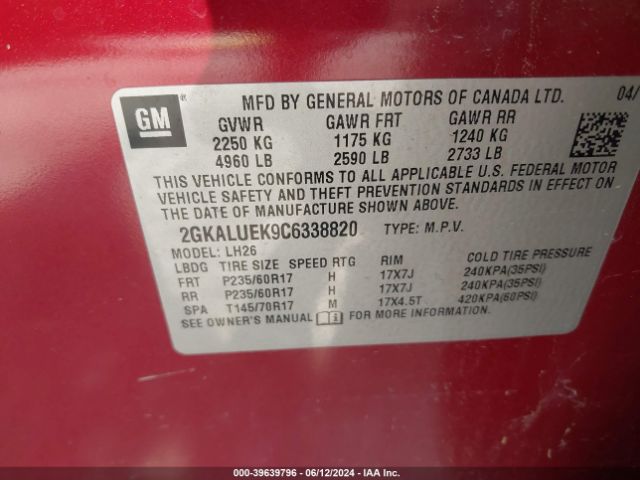 Photo 8 VIN: 2GKALUEK9C6338820 - GMC TERRAIN 