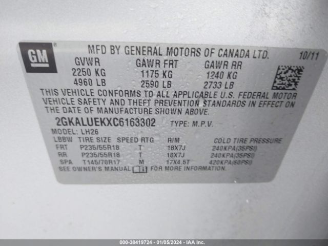 Photo 8 VIN: 2GKALUEKXC6163302 - GMC TERRAIN 