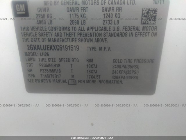 Photo 8 VIN: 2GKALUEKXC6191519 - GMC TERRAIN 