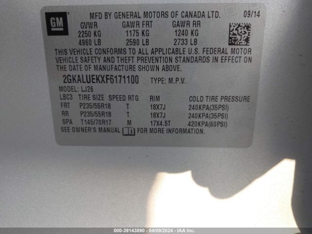 Photo 8 VIN: 2GKALUEKXF6171100 - GMC TERRAIN 