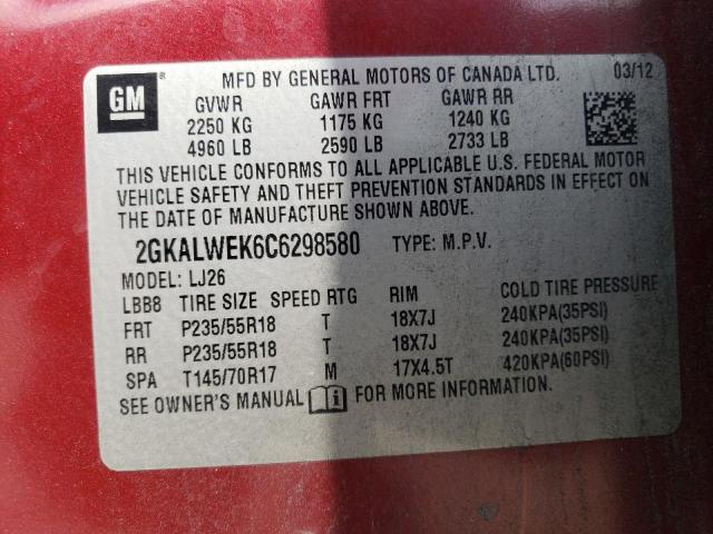 Photo 12 VIN: 2GKALWEK6C6298580 - GMC TERRAIN SL 