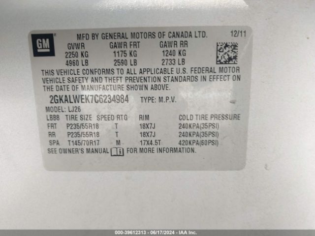 Photo 8 VIN: 2GKALWEK7C6234984 - GMC TERRAIN 