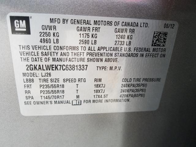 Photo 9 VIN: 2GKALWEK7C6381337 - GMC TERRAIN SL 