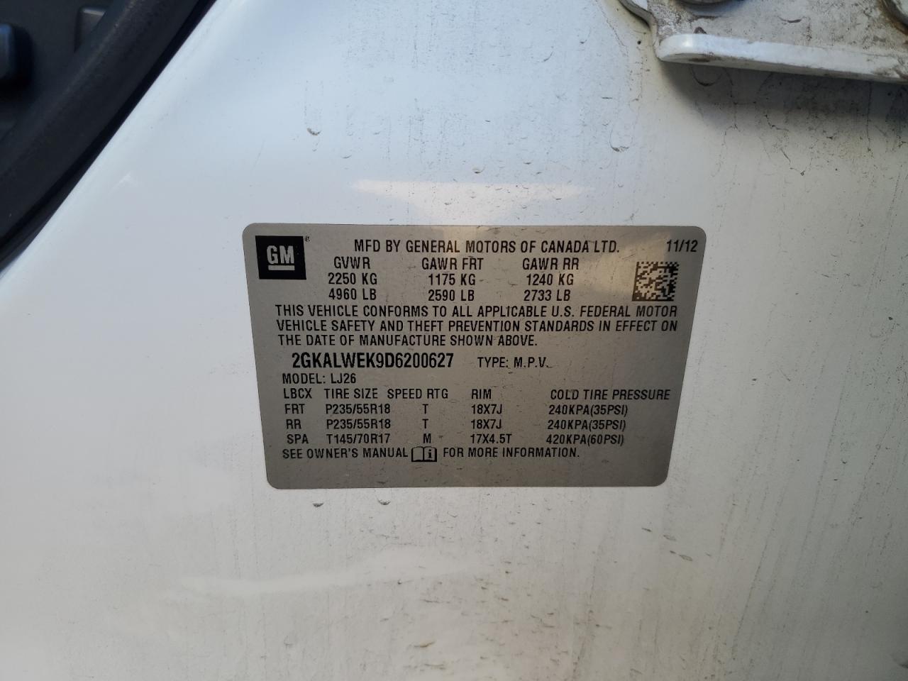 Photo 13 VIN: 2GKALWEK9D6200627 - GMC TERRAIN 