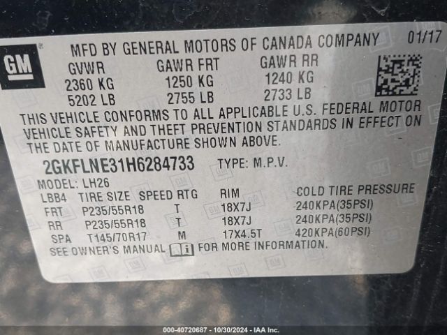 Photo 8 VIN: 2GKFLNE31H6284733 - GMC TERRAIN 