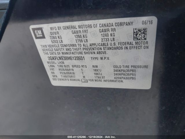 Photo 8 VIN: 2GKFLNE38H6120931 - GMC TERRAIN 