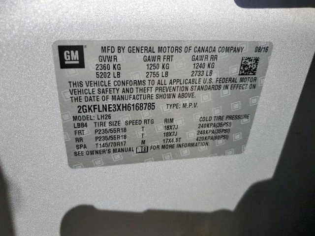 Photo 11 VIN: 2GKFLNE3XH6168785 - GMC TERRAIN SL 