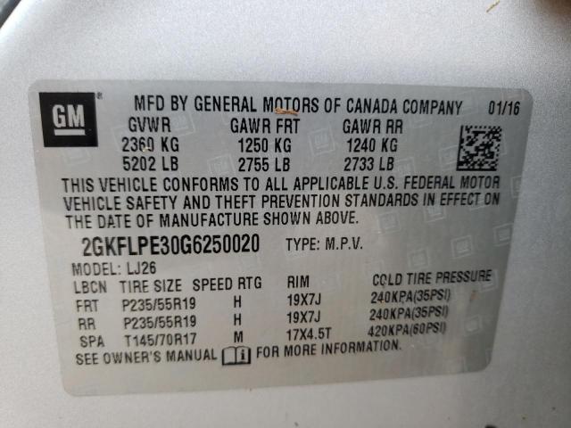 Photo 9 VIN: 2GKFLPE30G6250020 - GMC TERRAIN SL 