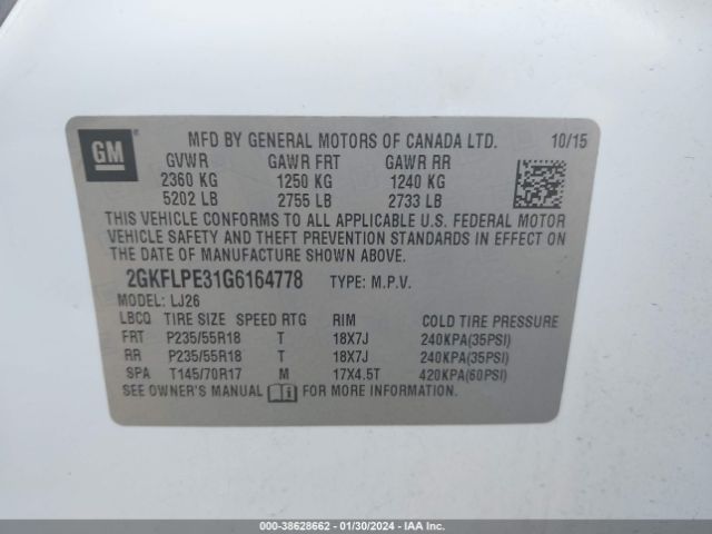 Photo 8 VIN: 2GKFLPE31G6164778 - GMC TERRAIN 