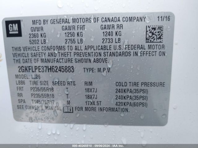 Photo 8 VIN: 2GKFLPE37H6245883 - GMC TERRAIN 