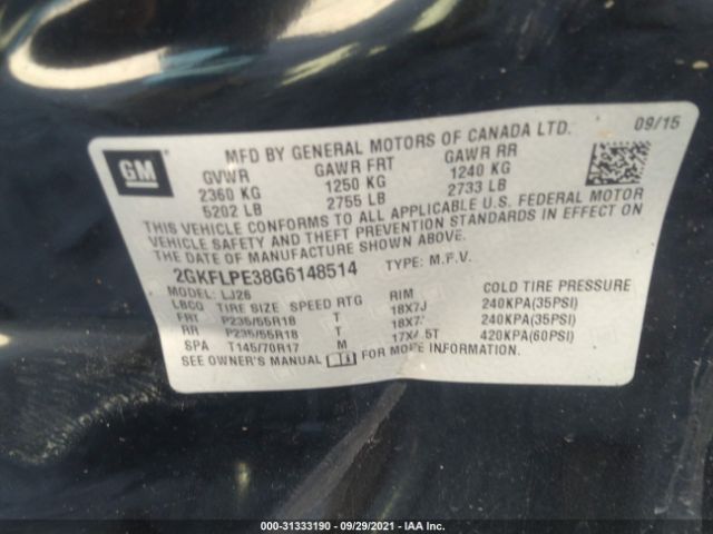 Photo 8 VIN: 2GKFLPE38G6148514 - GMC TERRAIN 