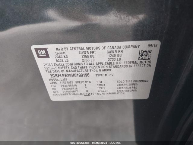 Photo 8 VIN: 2GKFLPE39H6199196 - GMC TERRAIN 