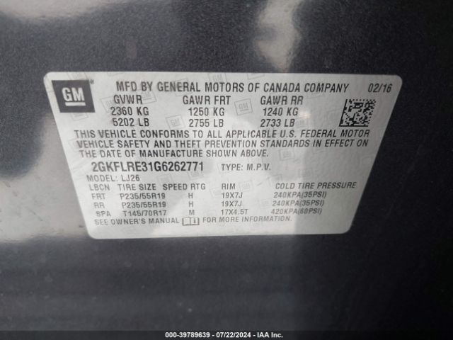 Photo 8 VIN: 2GKFLRE31G6262771 - GMC TERRAIN 