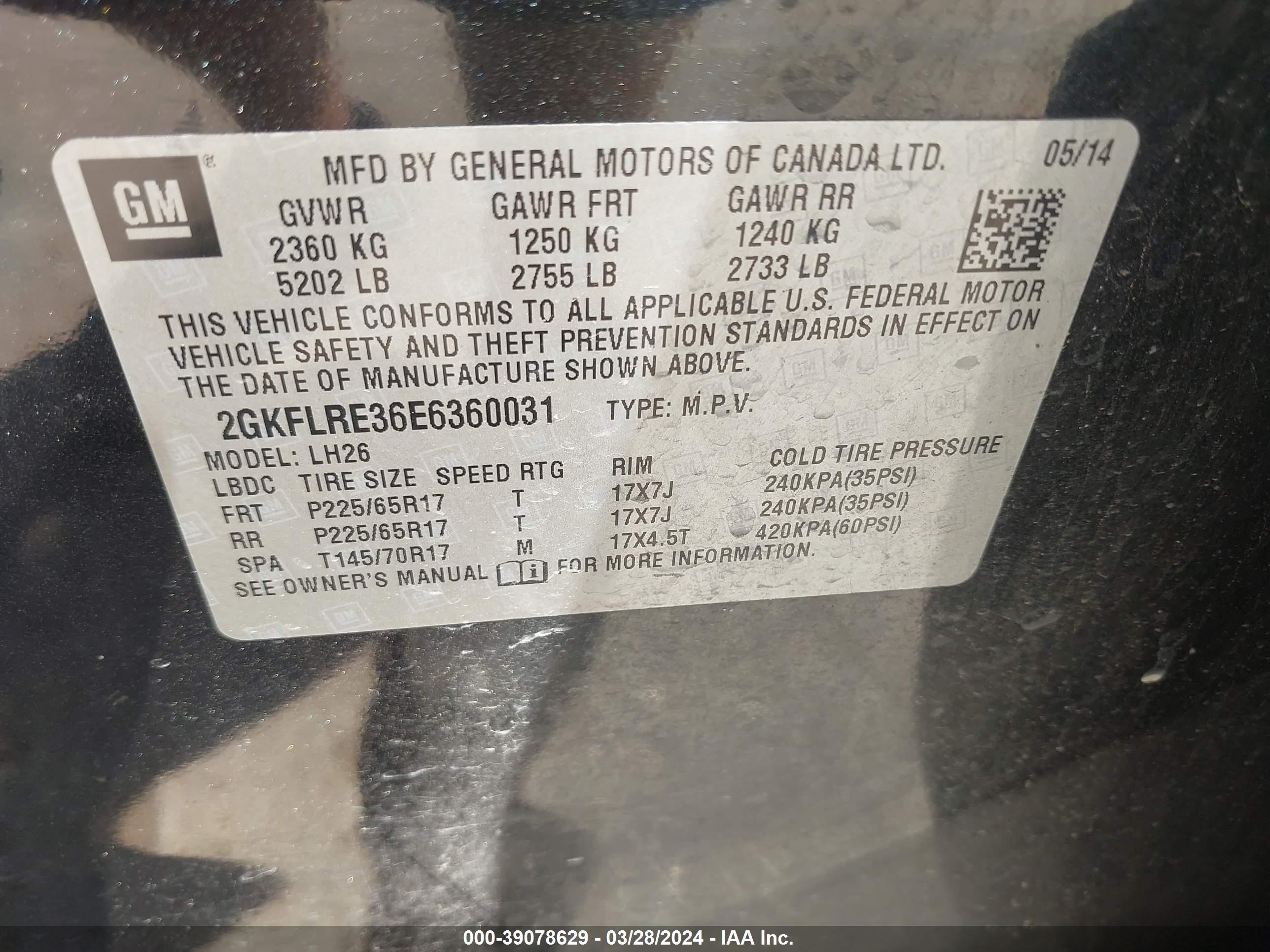 Photo 8 VIN: 2GKFLRE36E6360031 - GMC TERRAIN 