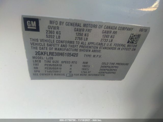 Photo 8 VIN: 2GKFLRE38H6105420 - GMC TERRAIN 