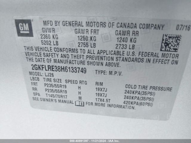 Photo 8 VIN: 2GKFLRE38H6133749 - GMC TERRAIN 