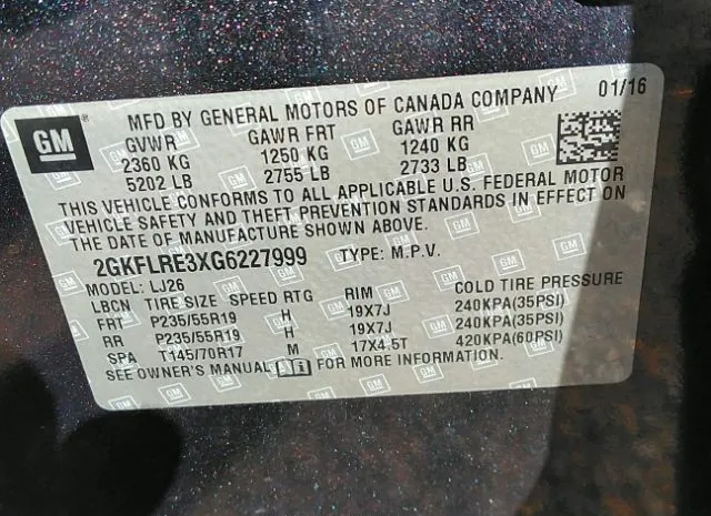 Photo 8 VIN: 2GKFLRE3XG6227999 - GMC TERRAIN 