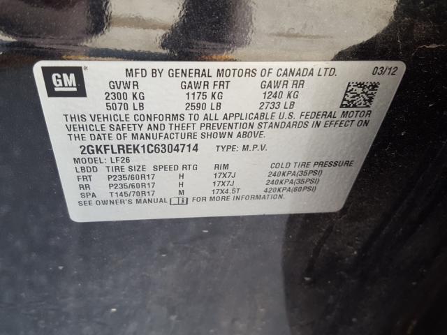 Photo 9 VIN: 2GKFLREK1C6304714 - GMC TERRAIN 