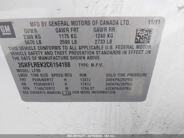 Photo 8 VIN: 2GKFLREK2C6194188 - GMC TERRAIN 