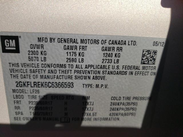 Photo 9 VIN: 2GKFLREK6C6366593 - GMC TERRAIN SL 