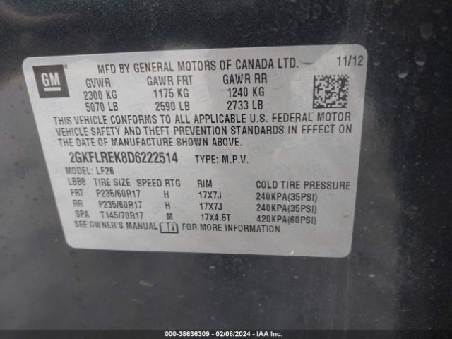 Photo 8 VIN: 2GKFLREK8D6222514 - GMC TERRAIN 