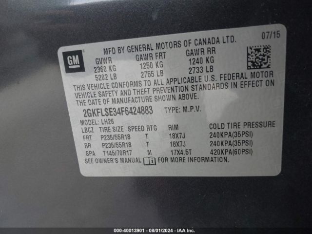 Photo 8 VIN: 2GKFLSE34F6424883 - GMC TERRAIN 