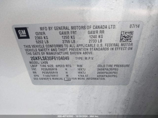 Photo 8 VIN: 2GKFLSE35F6104049 - GMC TERRAIN 