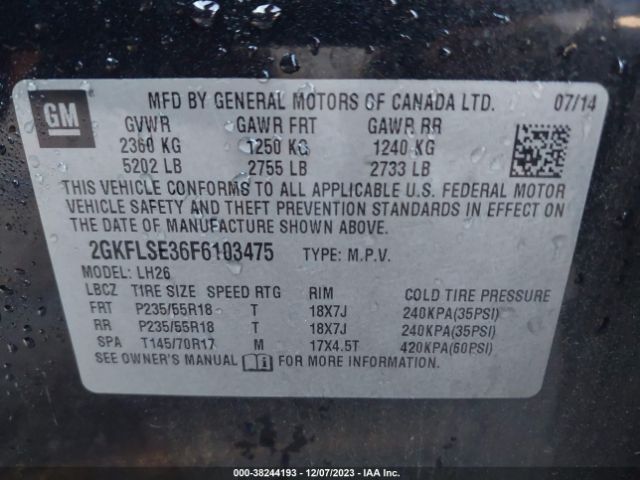 Photo 8 VIN: 2GKFLSE36F6103475 - GMC TERRAIN 