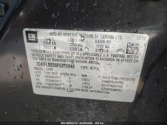 Photo 8 VIN: 2GKFLSE38F6251840 - GMC TERRAIN 