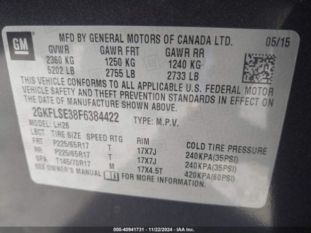 Photo 8 VIN: 2GKFLSE38F6384422 - GMC TERRAIN 