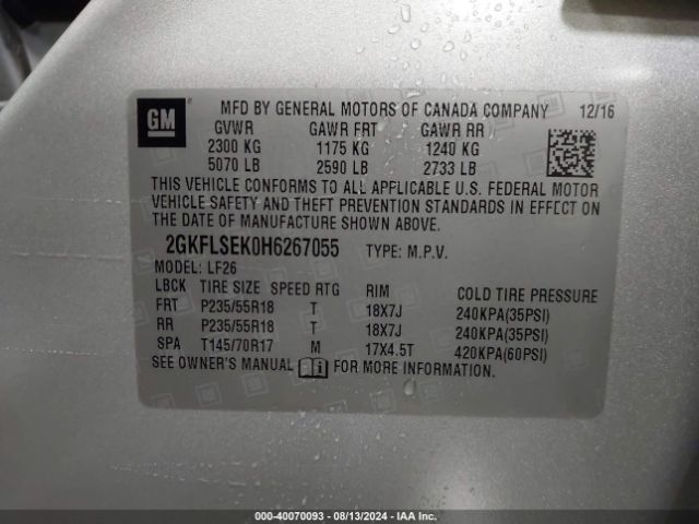 Photo 8 VIN: 2GKFLSEK0H6267055 - GMC TERRAIN 