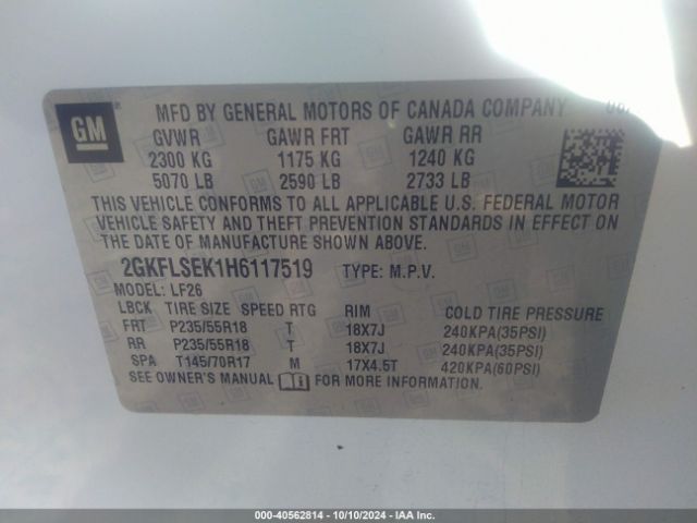 Photo 8 VIN: 2GKFLSEK1H6117519 - GMC TERRAIN 