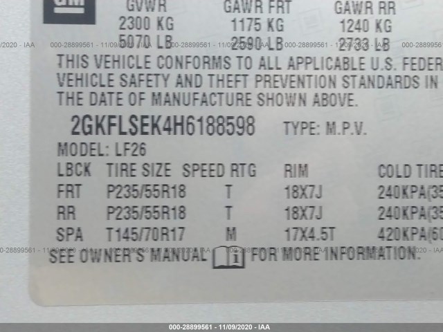 Photo 8 VIN: 2GKFLSEK4H6188598 - GMC TERRAIN 