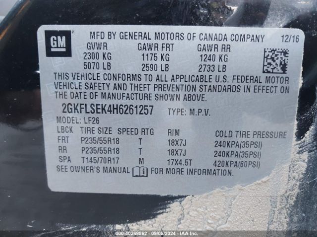 Photo 8 VIN: 2GKFLSEK4H6261257 - GMC TERRAIN 