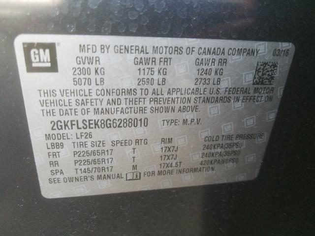 Photo 9 VIN: 2GKFLSEK8G6288010 - GMC TERRAIN SL 