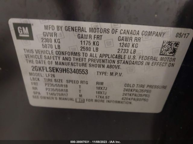 Photo 8 VIN: 2GKFLSEK9H6340553 - GMC TERRAIN 