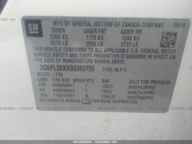 Photo 8 VIN: 2GKFLSEKXG6360759 - GMC TERRAIN 