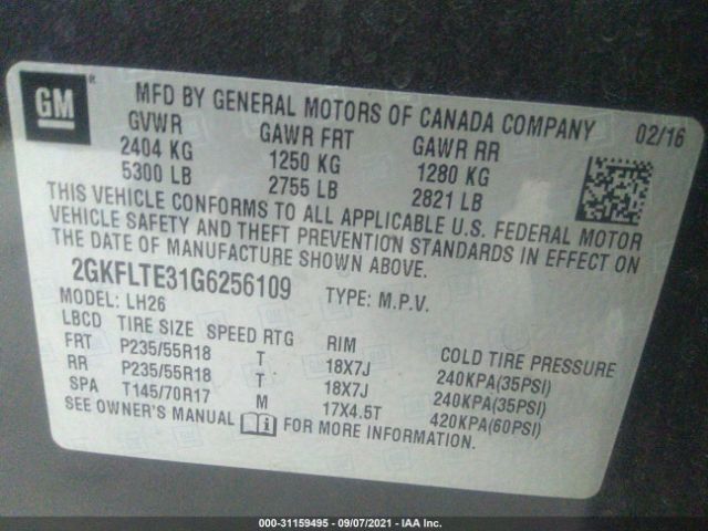 Photo 8 VIN: 2GKFLTE31G6256109 - GMC TERRAIN 