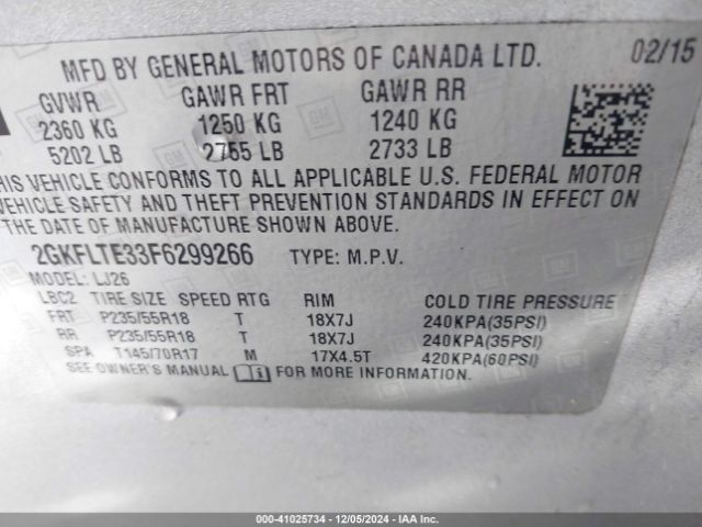 Photo 8 VIN: 2GKFLTE33F6299266 - GMC TERRAIN 