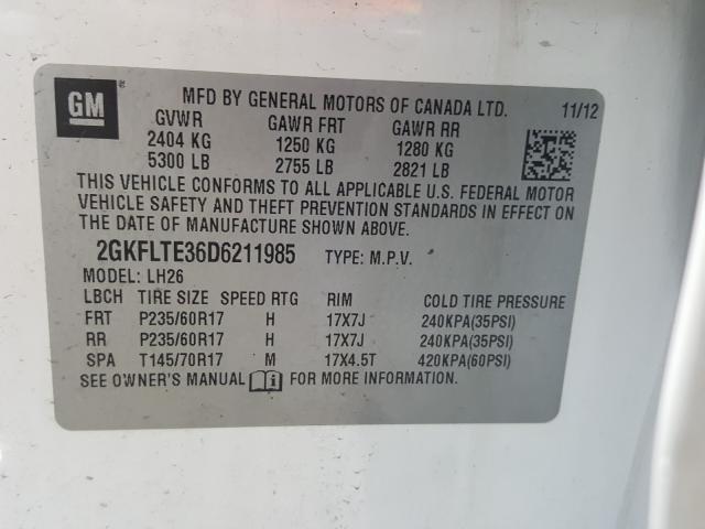 Photo 9 VIN: 2GKFLTE36D6211985 - GMC TERRAIN SL 