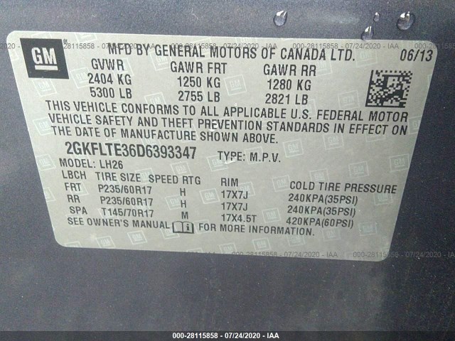 Photo 8 VIN: 2GKFLTE36D6393347 - GMC TERRAIN 