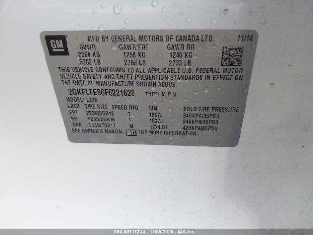 Photo 8 VIN: 2GKFLTE36F6221628 - GMC TERRAIN 