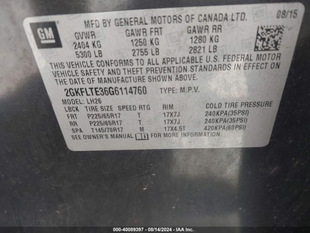 Photo 8 VIN: 2GKFLTE36G6114760 - GMC TERRAIN 