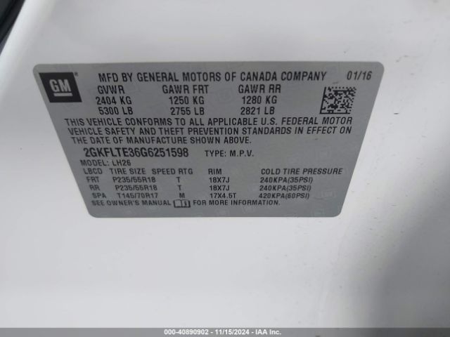 Photo 8 VIN: 2GKFLTE36G6251598 - GMC TERRAIN 