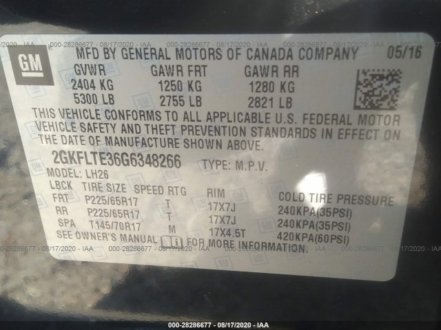 Photo 8 VIN: 2GKFLTE36G6348266 - GMC TERRAIN 