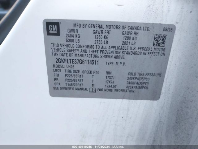 Photo 8 VIN: 2GKFLTE37G6114511 - GMC TERRAIN 