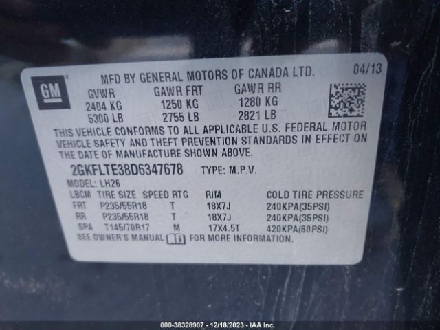 Photo 8 VIN: 2GKFLTE38D6347678 - GMC TERRAIN 