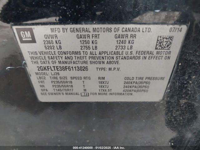 Photo 8 VIN: 2GKFLTE38F6113026 - GMC TERRAIN 